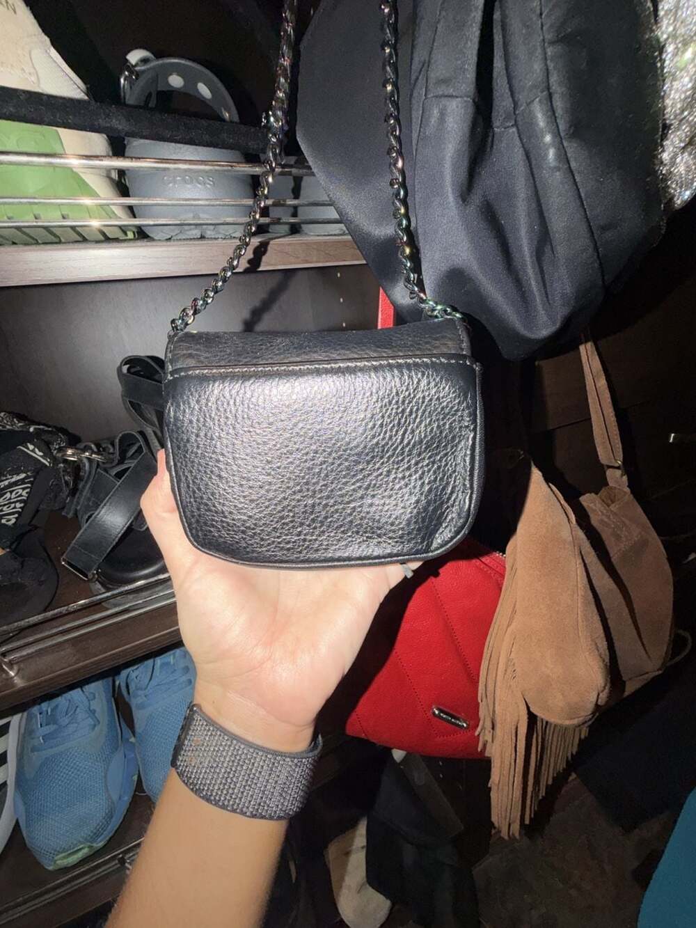 Aimee Kestenberg Black Leather Mini Crossbody Bag with Iridescent Hardware and C - Picture 5 of 6